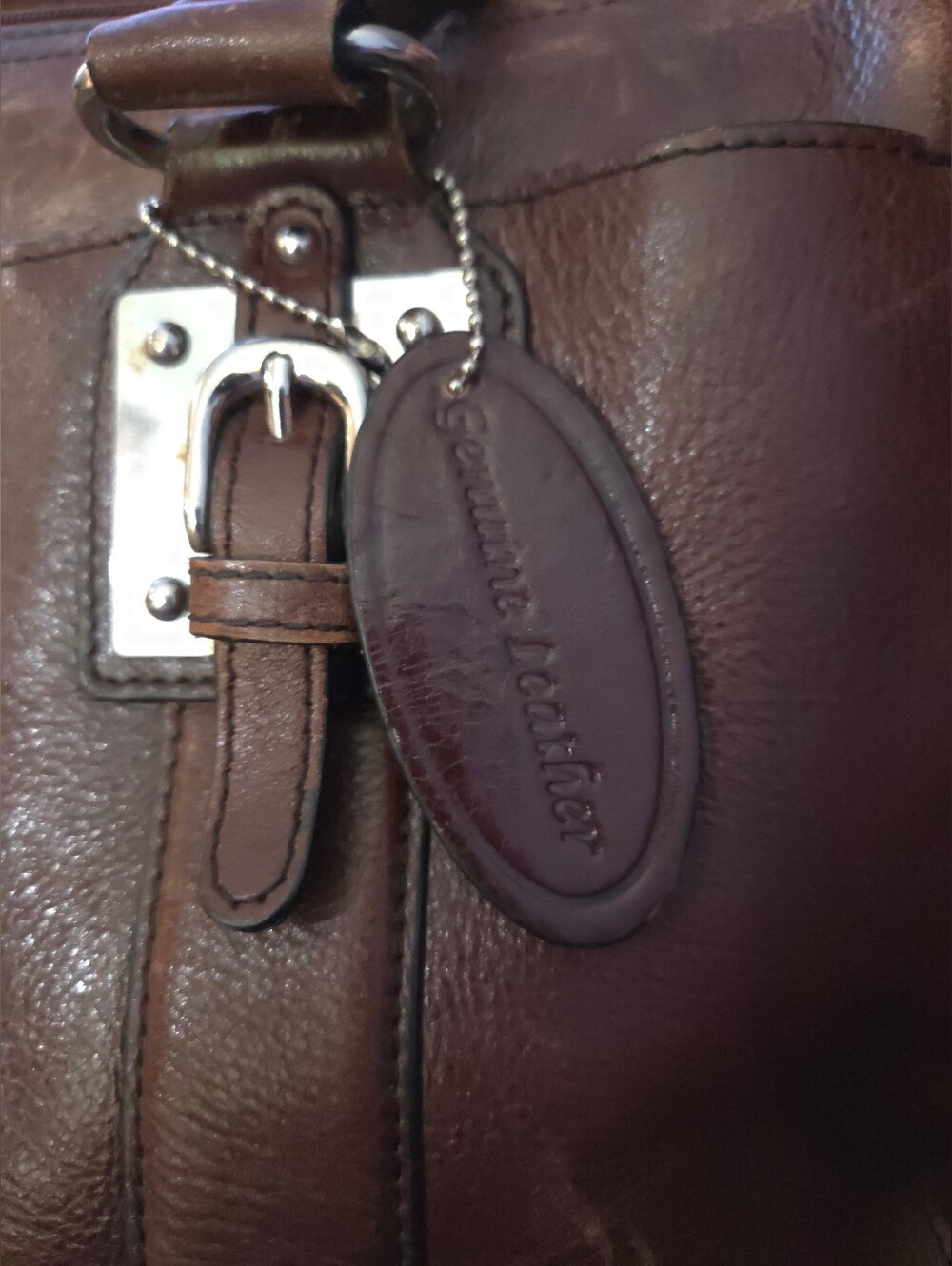 Wilsons Leather - Large Vintage Classic Brown Distressed Leather Tote Bag - Picture 4 of 16